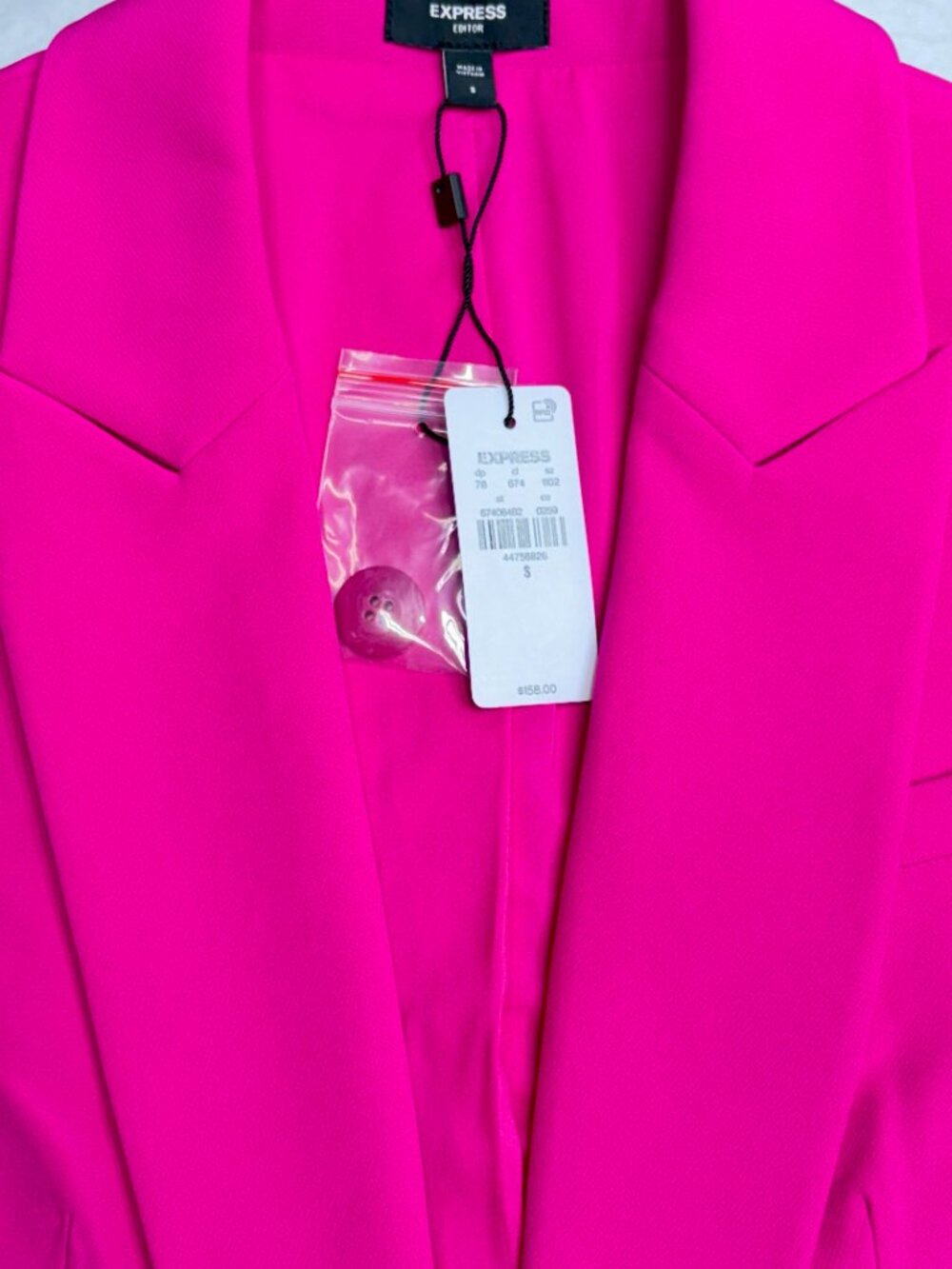 Express Fuchsia Lined Blazer Women’s Sz S NWT Tailored Stretch Pink Jacket - Picture 3 of 4